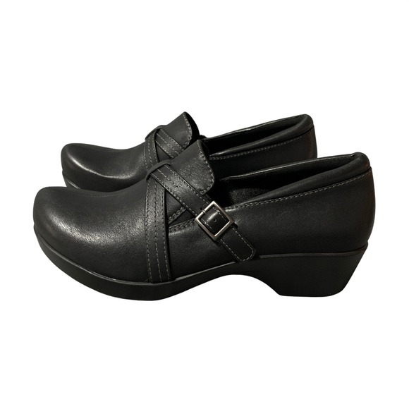 Abeo Shoes - Abeo Jill Black Leather Buckle Strap Comfort Clog Shoes Women US Size 10 Classic